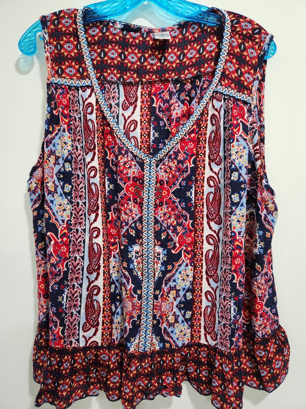 Bila Multicolor Boho Tank - Red & Navy